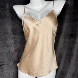 Y2K Nougat London Silk Cami Champagne Quiet Luxury Bias Cut Minimal 90s Model  S